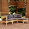 Image de Vidaxl Salon De Jardin 4 Pcs Avec Coussins Gris Bois De Pin