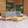 Image de vidaXL Salon de jardin 5 pcs avec coussins gris bois de pin3096351