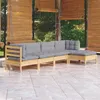 Image de vidaXL Salon de jardin 5 pcs avec coussins gris bois de pin