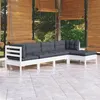Image de vidaXL Salon de jardin 5 pcs avec coussins blanc bois de pin