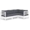 Image de Vidaxl Salon De Jardin 4 Pcs Avec Coussins Blanc Bois De Pin