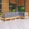 Image de Vidaxl Salon De Jardin 5 Pcs Avec Coussins Gris Bois De Pin