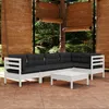 Image de Vidaxl Salon De Jardin 6 Pcs Avec Coussins Blanc Bois De Pin