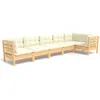 Image de Vidaxl Salon De Jardin 6 Pcs Avec Coussins CrÃ¨me Bois De Pin