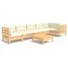 Image de Vidaxl Salon De Jardin 7 Pcs Avec Coussins CrÃ¨me Bois De Pin