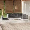 Image de vidaXL Salon de jardin 5 pcs avec coussins blanc bois de pin