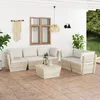 Image de Vidaxl Salon De Jardin 7 Pcs Avec Coussins CrÃ¨me Bois De Pin