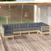 Image de vidaXL Salon de jardin 7 pcs avec coussins gris bois de pin