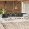 Image de vidaXL Salon de jardin 7 pcs avec coussins blanc bois de pin massif