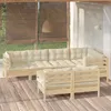 Image de vidaXL Salon de jardin 8 pcs avec coussins crème Bois de pin massif