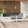 Image de vidaXL Salon de jardin 8 pcs avec coussins blanc bois de pin massif3096449