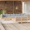 Image de vidaXL Salon de jardin 9 pcs avec coussins gris bois de pin massif3096459