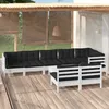 Image de Vidaxl Salon De Jardin 9 Pcs Avec Coussins Blanc Bois De Pin Massif