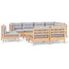 Image de Vidaxl Salon De Jardin 9 Pcs Avec Coussins Gris Bois De Pin Massif