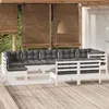 Image de vidaXL Salon de jardin 9 pcs avec coussins blanc bois de pin massif3096479