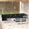 Image de Vidaxl Salon De Jardin 10 Pcs Avec Coussins Blanc Bois De Pin Massif