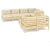 Image de Vidaxl Salon De Jardin 8 Pcs Avec Coussins CrÃ¨me Bois De Pin Massif
