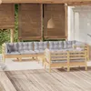 Image de vidaXL Salon de jardin 9 pcs avec coussins gris bois de pin massif3096507