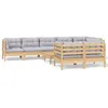 Image de Vidaxl Salon De Jardin 9 Pcs Avec Coussins Gris Bois De Pin Massif