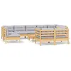 Image de vidaXL Salon de jardin 10 pcs avec coussins gris bois de pin massif3096531