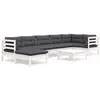 Image de vidaXL Salon de jardin 8 pcs avec coussins blanc bois de pin solide