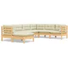 Image de Vidaxl Salon De Jardin 7 Pcs Avec Coussins CrÃ¨me Bois De Pin Solide