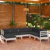 Image de Vidaxl Salon De Jardin 7 Pcs Avec Coussins Blanc Bois De Pin Massif