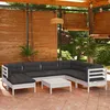 Image de Vidaxl Salon De Jardin 8 Pcs Avec Coussins Blanc Bois De Pin Massif