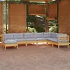 Image de vidaXL Salon de jardin 8 pcs avec coussins gris Bois de pin massif3096658