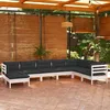 Image de Vidaxl Salon De Jardin 8 Pcs Avec Coussins Blanc Bois De Pin Massif