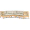 Image de Vidaxl Salon De Jardin 5 Pcs Avec Coussins CrÃ¨me Bois De Pin Solide