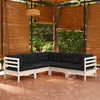 Image de Vidaxl Salon De Jardin 5 Pcs Avec Coussins Blanc Bois De Pin Solide