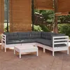 Image de vidaXL Salon de jardin 6 pcs avec coussins blanc bois de pin solide