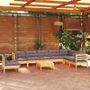 Image de vidaXL Salon de jardin 9 pcs avec coussins gris bois de pin massif3096736