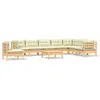 Image de Vidaxl Salon De Jardin 9 Pcs Avec Coussins CrÃ¨me Bois De Pin Solide