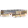 Image de Vidaxl Salon De Jardin 9 Pcs Avec Coussins Gris Bois De Pin Solide