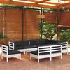 Image de Vidaxl Salon De Jardin 10 Pcs Avec Coussins Blanc Bois De Pin Massif