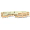 Image de Vidaxl Salon De Jardin 10 Pcs Avec Coussins CrÃ¨me Bois De Pin Solide