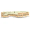Image de Vidaxl Salon De Jardin 11 Pcs Avec Coussins CrÃ¨me Bois De Pin Solide
