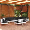 Image de Vidaxl Salon De Jardin 11 Pcs Avec Coussins Blanc Bois De Pin Solide