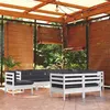 Image de vidaXL Salon de jardin 9 pcs avec coussins blanc bois de pin solide