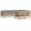 Image de Vidaxl Salon De Jardin 10 Pcs Avec Coussins Gris Bois De Pin Solide