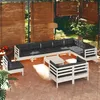 Image de Vidaxl Salon De Jardin 11 Pcs Avec Coussins Blanc Bois De Pin Solide