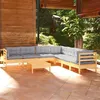 Image de vidaXL Salon de jardin 8 pcs avec coussins gris Bois de pin massif3096796