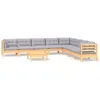 Image de vidaXL Salon de jardin 9 pcs avec coussins gris bois de pin massif3096808