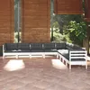 Image de Vidaxl Salon De Jardin 9 Pcs Avec Coussins Blanc Bois De Pin Massif