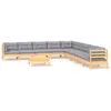 Image de Vidaxl Salon De Jardin 10 Pcs Avec Coussins Gris Bois De Pin Solide