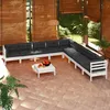 Image de Vidaxl Salon De Jardin 10 Pcs Avec Coussins Blanc Bois De Pin Massif