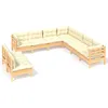 Image de Vidaxl Salon De Jardin 9 Pcs Avec Coussins CrÃ¨me Bois De Pin Massif