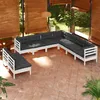 Image de vidaXL Vidaxl Salon De Jardin 9 Pcs Avec Coussins Blanc Bois De Pin Massif